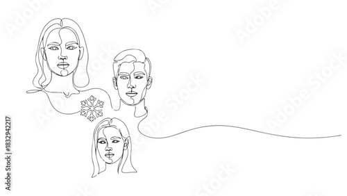 One Line Continuous Art Minimalist Portraits Drawing in Single Line Style