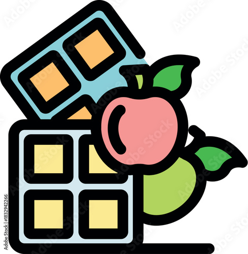 Fresh apple and pear placed on waffle iron, symbolizing a healthy and delicious breakfast option