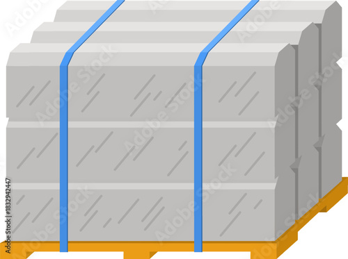 Concrete construction blocks stacked on wooden pallet