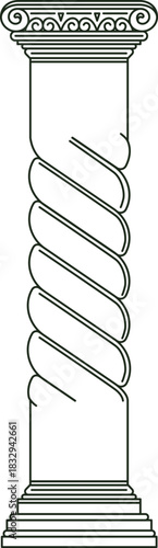 Ancient architectural column featuring an Ionic capital and twisted shaft