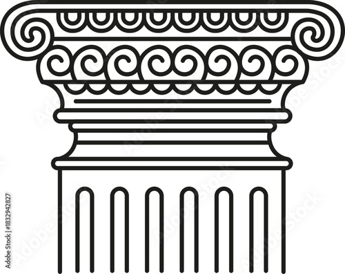 Ionic column capital architecture design with volutes illustration
