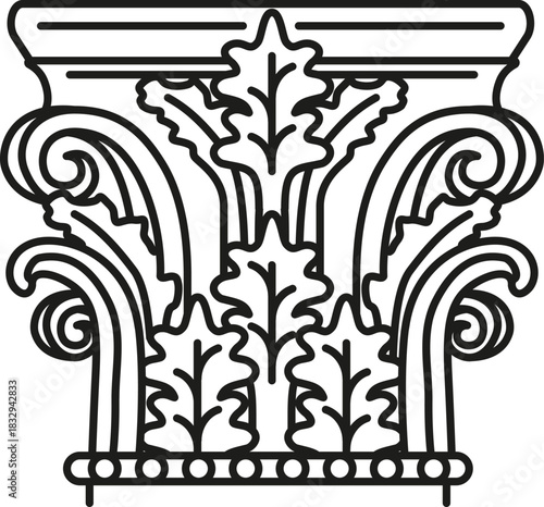 Corinthian column capital line art illustrating classical architecture