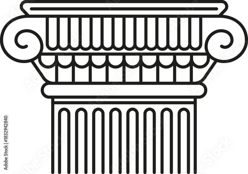 Ionic column capital black line drawing icon