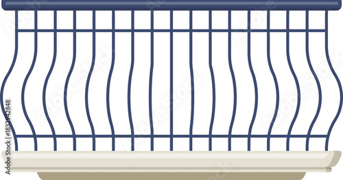Balcony railing decorative curved metal bars architectural element
