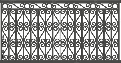 Wrought iron ornate fence panel pattern background