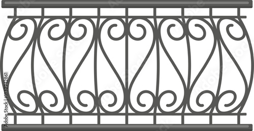 Decorative wrought iron balcony railing with heart shapes