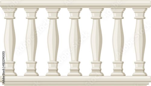 White balustrade featuring classic architectural balusters design