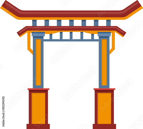 Traditional asian arch gate welcoming cultural entrance