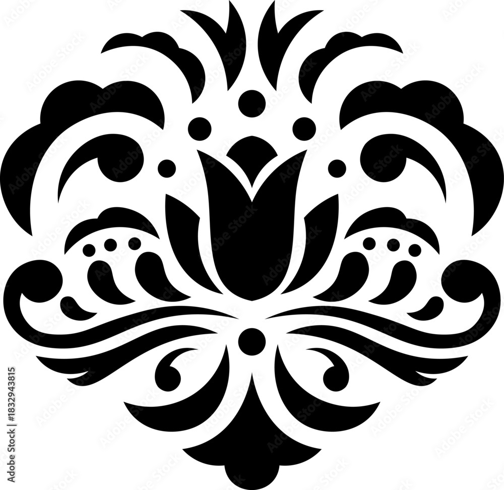 Fototapeta premium Stylized floral damask ornament creating classic elegant pattern