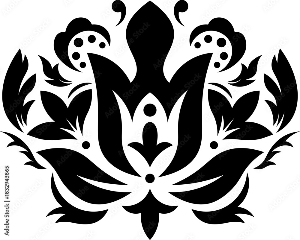 Fototapeta premium Stylized heraldic emblem vector national flower ornament