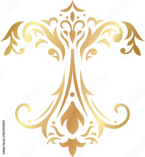 Golden ornate decorative design element pattern