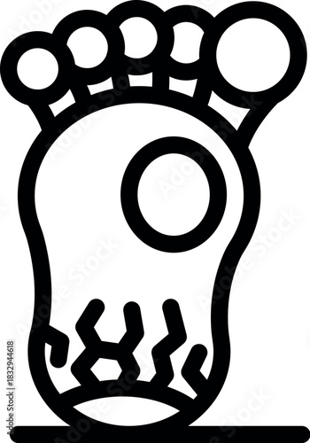 Foot with dry skin, cracked heel and hole, suffering from dryness and dehydration