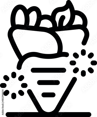 Shawarma cone overflowing with flavorful ingredients, shining brightly, representing middle eastern cuisine