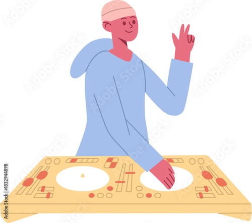 Young DJ mixing music performing at a celebration