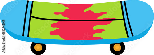 Colorful skateboard illustration representing youth culture and sport