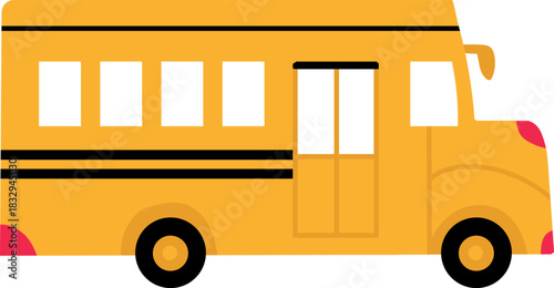 Yellow school bus transporting students to education