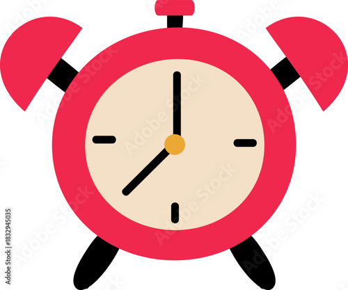 Red alarm clock showing time on white background