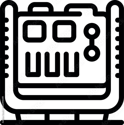 Line drawing of a portable generator, providing backup power during power failures or for remote locations