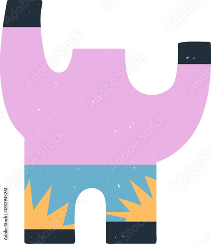 Abstract figure raising arms celebrating success