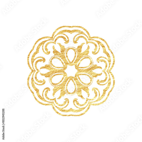 Decorative golden flower design on isolated background