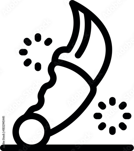 Karambit knife making a forceful impact, sparks flying, emphasizing power and precision