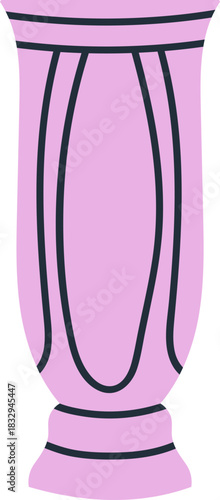 Stylized pink ceramic vase decor element illustration