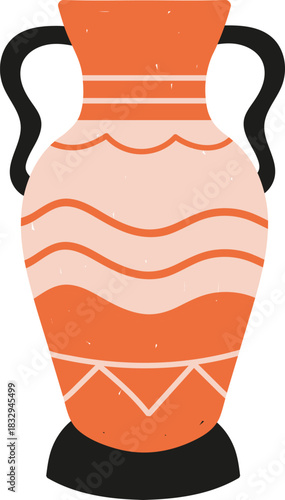 Ancient Greek amphora with decorative patterns illustration