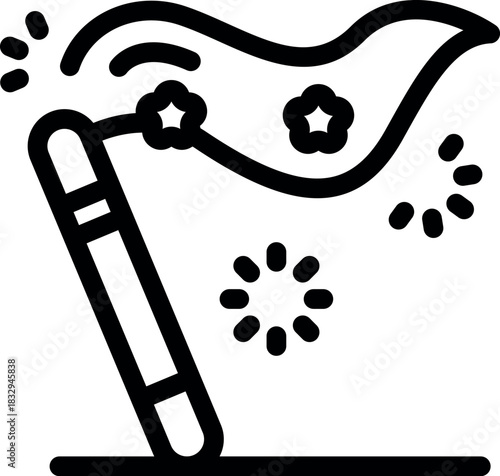 Magic wand is creating sparkling stars and festive fireworks, adding a touch of magic to celebrations