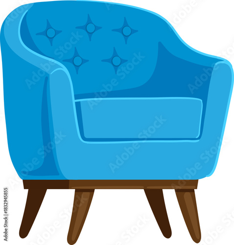 Blue retro armchair providing comfortable seating in living space