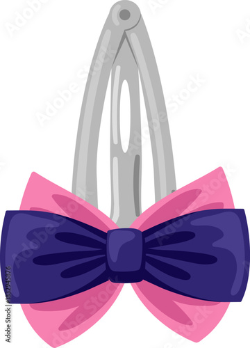 Hair clip featuring pink and navy blue bow