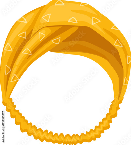 Yellow head wrap with white triangle pattern