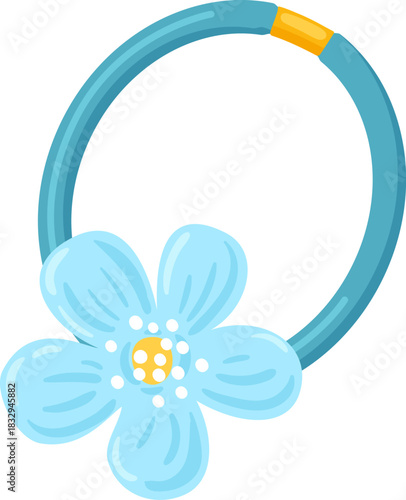 Hair tie with light blue flower decoration