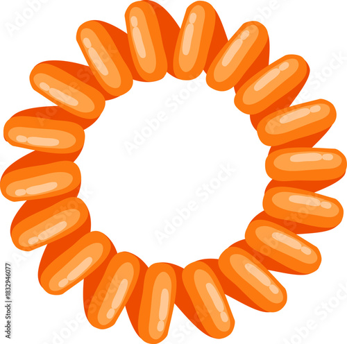 Orange capsules creating a circular health frame