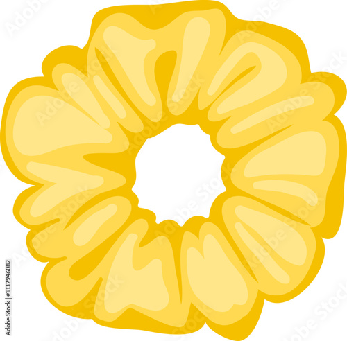 Yellow fabric scrunchie holding hair accessory