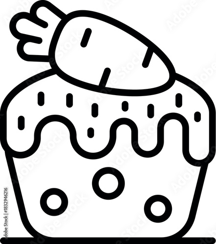 Delicious carrot cake decorated with a fresh carrot, perfect for easter or any special occasion