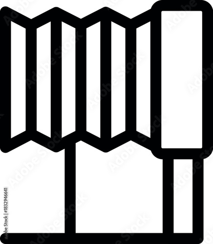 Minimalist vector illustration of a folding screen room divider standing on the floor, ideal for interior design and home decor concepts