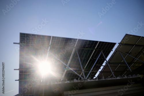 Detail of a photovoltaic panel for renewable electric production Eco, clean, sustainable energy concep