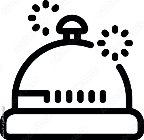 Hotel reception bell ringing with stars for excellent service