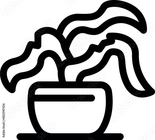 Indoor potted plant with long wavy leaves, adding a touch of nature to interior spaces