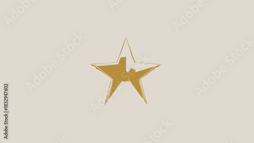 Golden Star Icon on Beige Background
