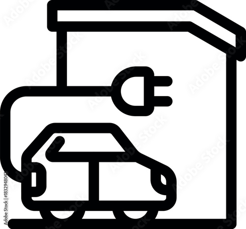 Electric vehicle charging in a home garage, promoting sustainable transportation and clean energy