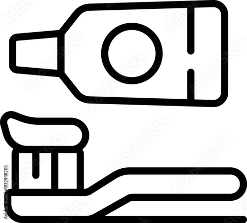 Toothbrush with toothpaste promoting oral hygiene and dental care, preventing cavities and gum disease