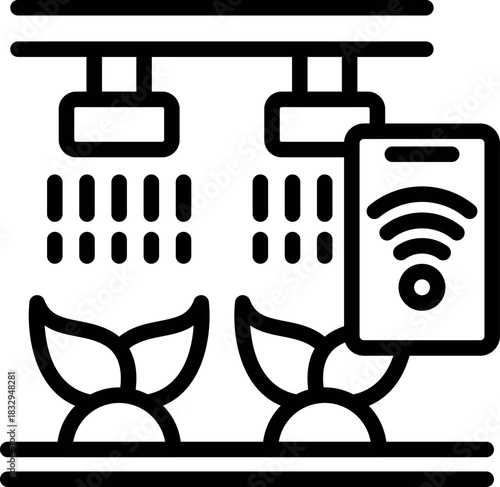 Automated irrigation system controlled by a smartphone app is watering plants, representing innovative agriculture and smart farming technology