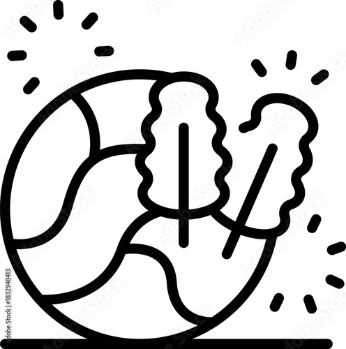 Earth globe with growing trees symbolizing green environment, ecology, sustainability, and nature conservation