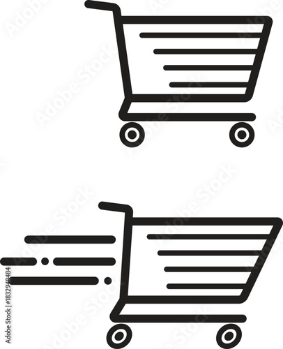 Shopping Cart Icon – Fast Delivery Line Art Vector Illustration