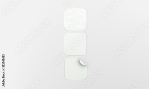 Square stickers isolated mockup 3D rendering