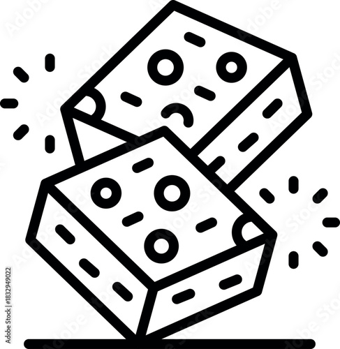 Two dice rolling on a surface, showing a random result, representing casino games, gambling, and chance