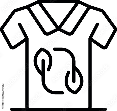 Polo shirt with recycling symbol and leaves promoting eco friendly and sustainable fashion