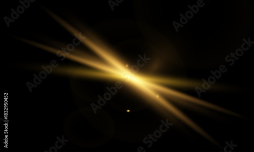 Minimal golden starlight with a few sharp rays, soft glow effects, and small sparkling star dust on a black background.