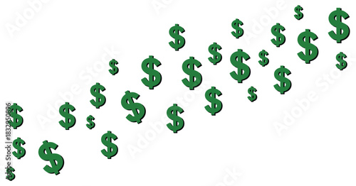 Wavy green dollar sign financial concept illustration for business, profit, and economic growth vector artwork